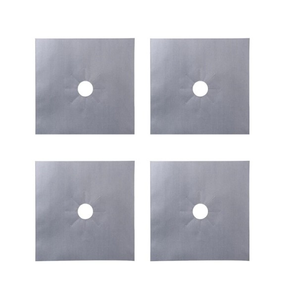 Set de 4 bucati folie protectie ochiuri aragaz, culoare argintiu